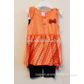 Summer New Style Baby Girl Short Sleeve Dress Set Orange Casual Dress With Bow-knot TP-7957